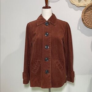 Rust/Brown Corduroy Large Button Swing Jacket Size Small